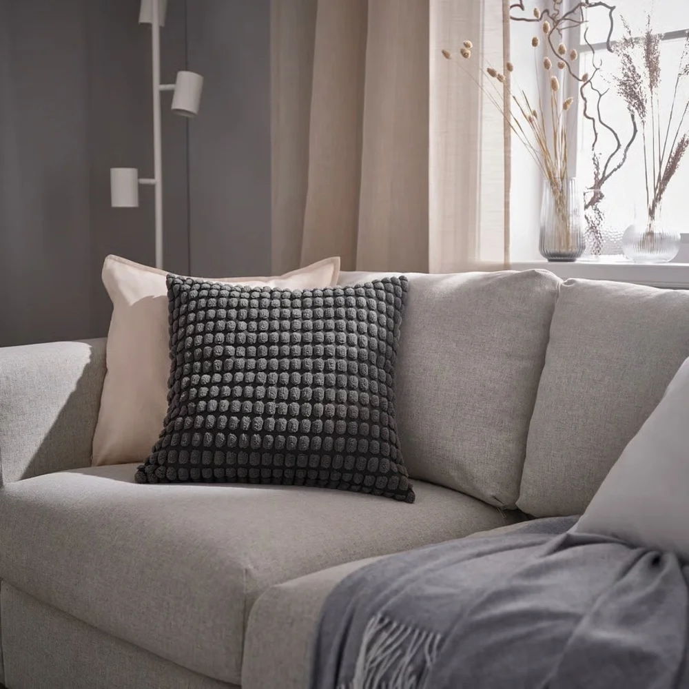 Textured Pom-Pom Square Throw Cushion Cover 20x 20